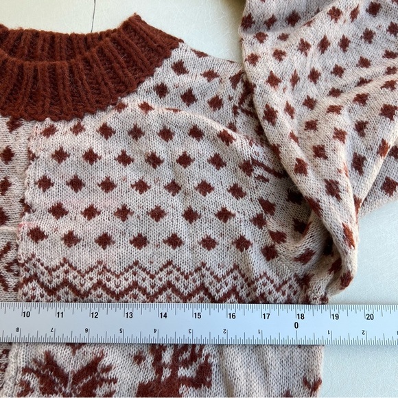Free People Snow Globe Pullover Pink Brown Patterned Sweater Women’s Size S/M - Picture 5 of 8